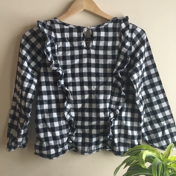 🌟3/$20 Black and White Ruffle Checkered Kids Long Sleeve - Picture 4 of 6